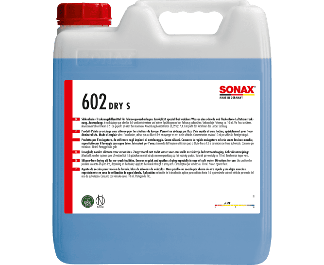 Средство для сушки и блеска кузова автомобиля 10 л SONAX Dry S (602600)
