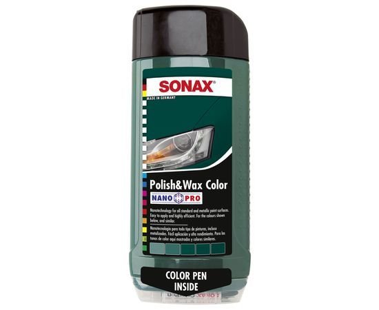 Цветной полироль с воском зелёный 500 мл SONAX Polish&Wax Color NanoPro (296700) Цветной полироль с воском зелёный 500 мл SONAX Polish&Wax Color NanoPro (296700)