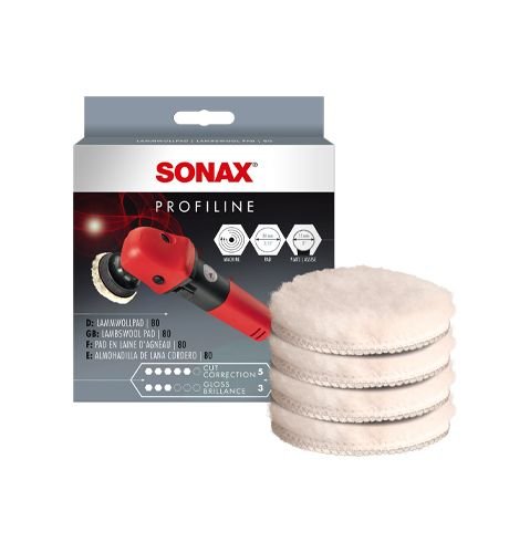 Полировочные круги Sonax ProfiLine Lammwollpad 80мм 4шт (494141) Полировочные круги Sonax ProfiLine Lammwollpad 80мм 4шт (494141)