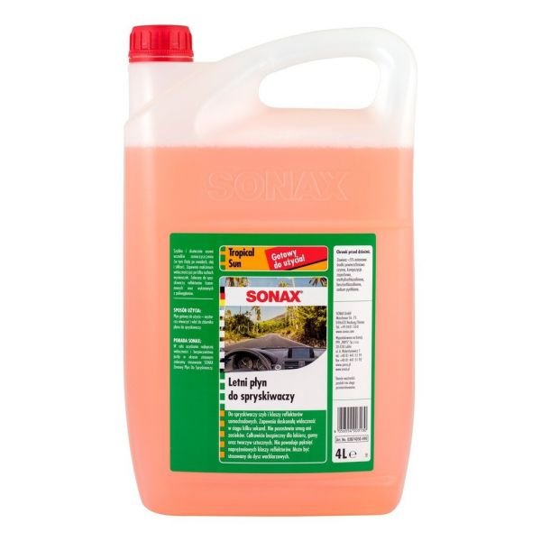 Жидкость в бачок омывателя SONAX летняя Tropical Sun 4х4л (4л) (387405) Жидкость в бачок омывателя SONAX летняя Tropical Sun 4х4л (4л) (387405)