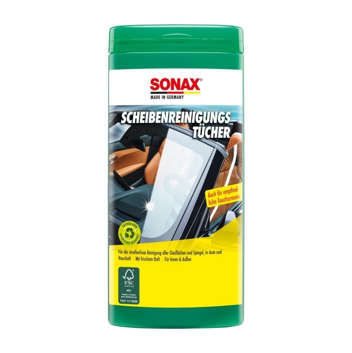 Влажные салфетки Sonax Scheiben Reiniger Tücher для глубокой очистки стекла 25шт (412000)
